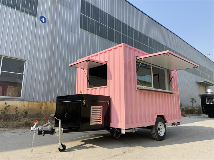 Pink Color Container Truck with Full Equipment Mobile Food Trailer for Sale