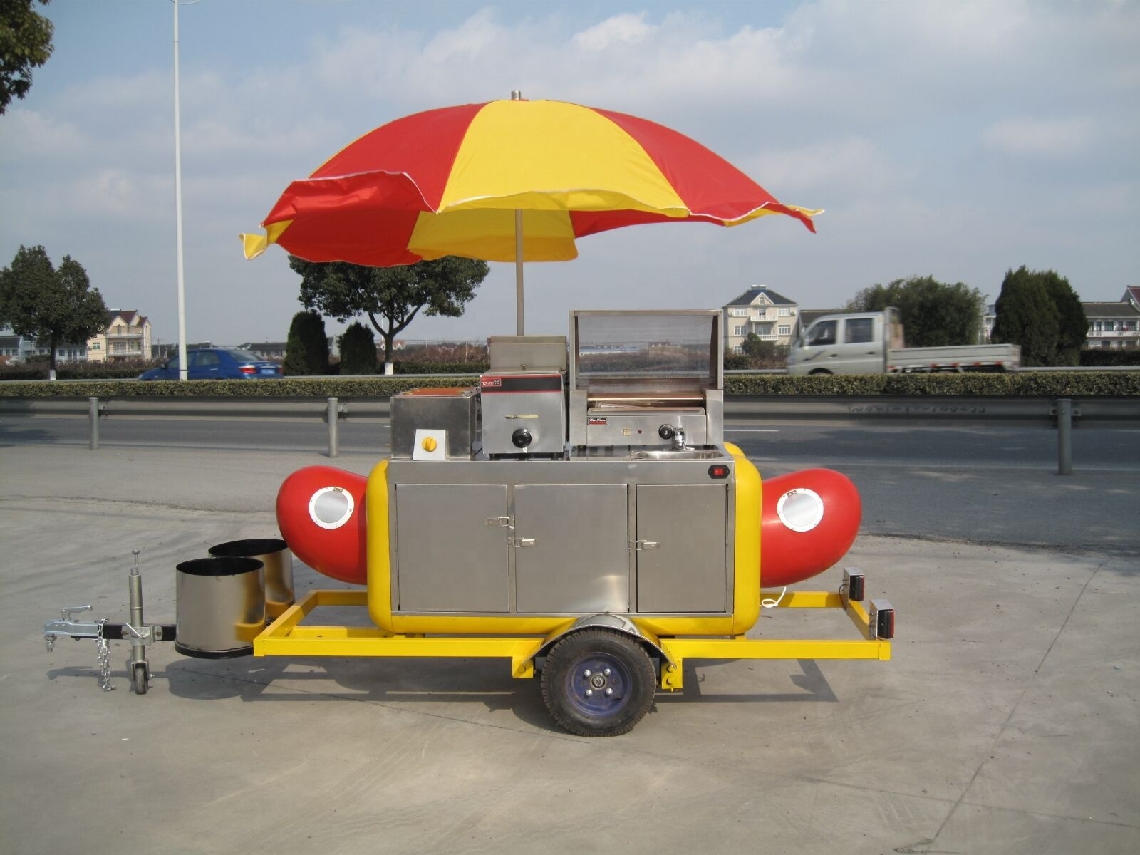 2023 High Quality Commercial Scooter Trailer Mobile Vending Snack Food Hot Dog Cart grill WIth Awning