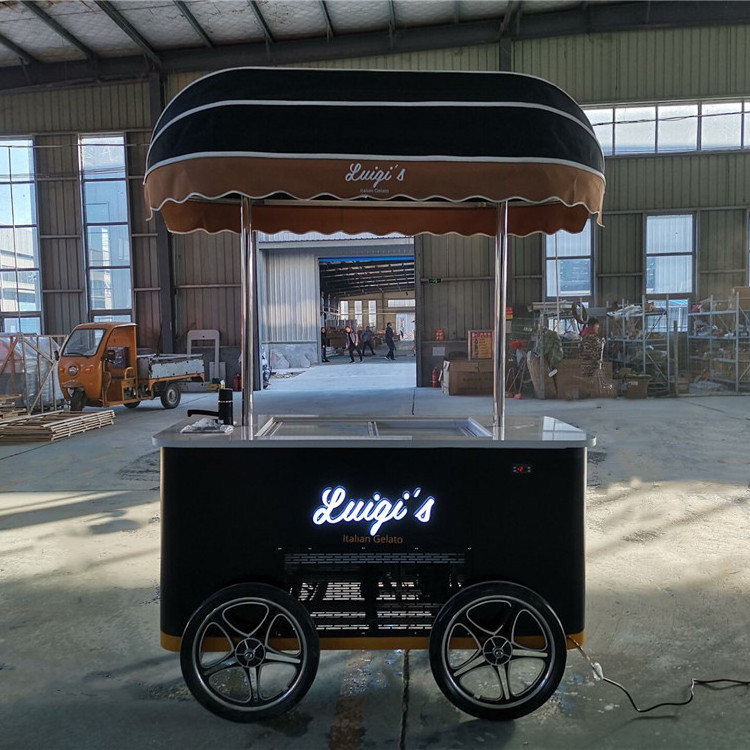 2024 Unique Design Gelato Cart Italian Ice Cream Cart for Italy For Europe Mobile Hand Push italian Coffee Cart Bike