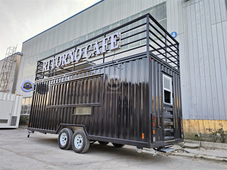 Container bar trailer 19ft mobile restaurant prefab container Terrace strong quality mobile food truck for sale