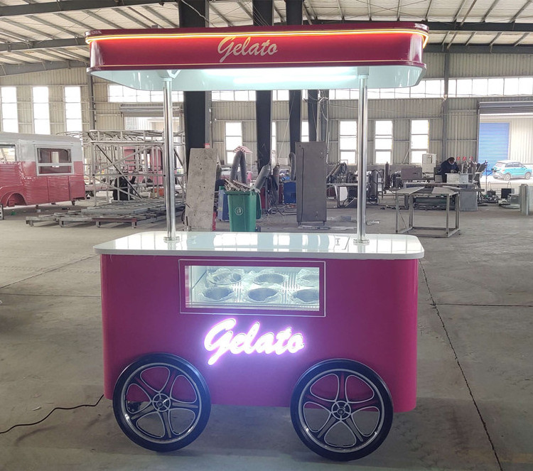 2024 Unique Design Gelato Cart Italian Ice Cream Cart for Italy For Europe Mobile Hand Push italian Coffee Cart Bike