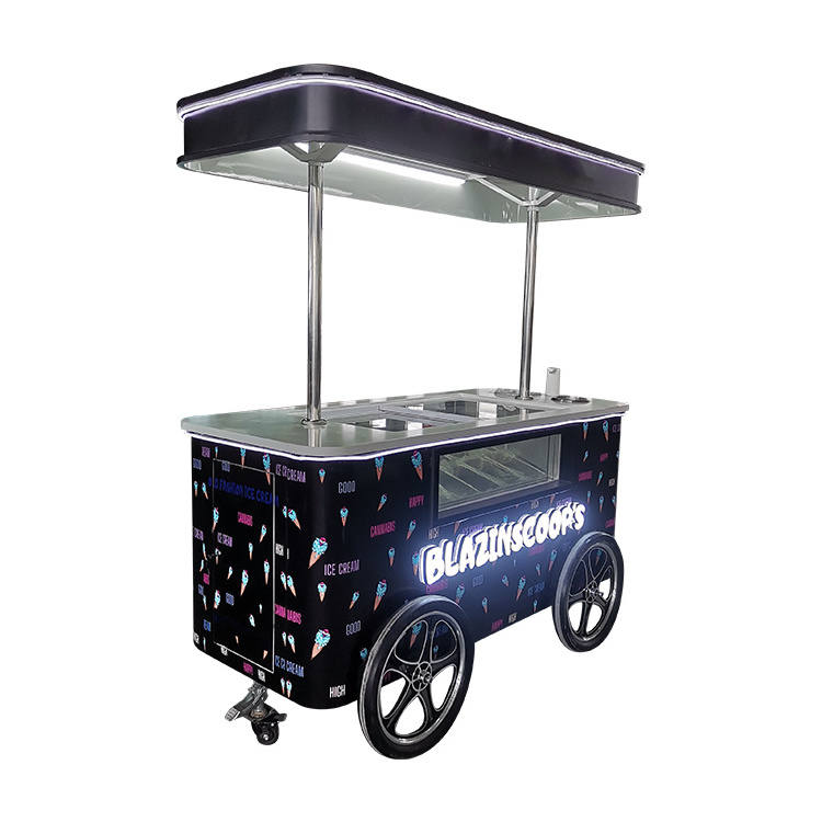 USA ice cream sell electric standard freezer mobile trolley vending ice cream stand vending cart