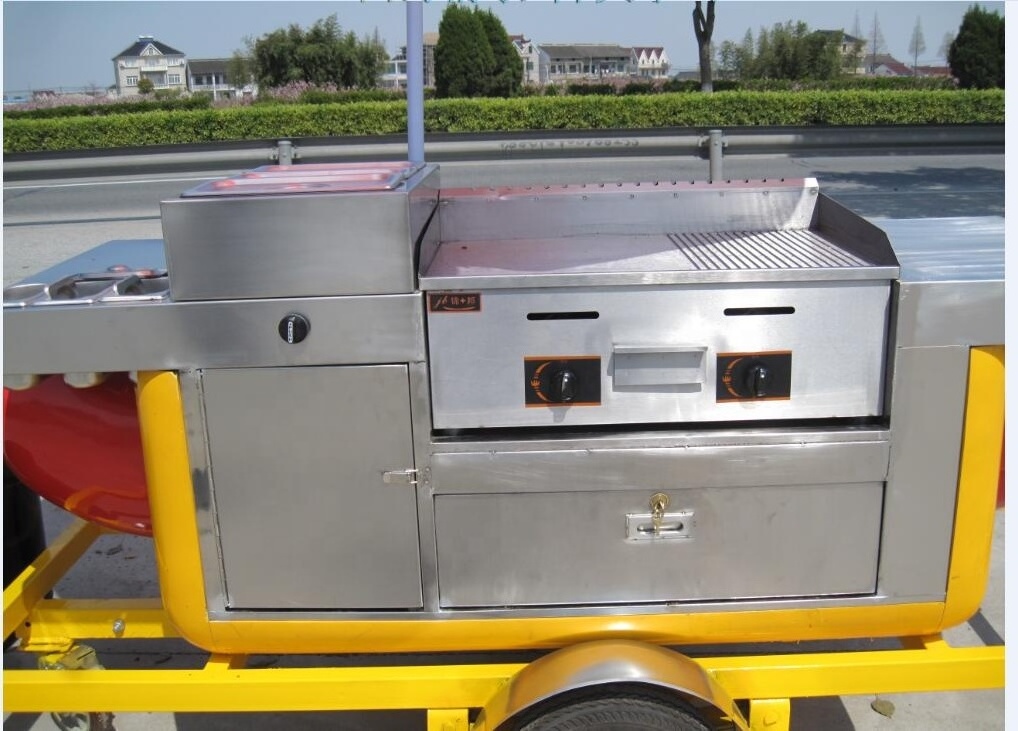 2023 High Quality Commercial Scooter Trailer Mobile Vending Snack Food Hot Dog Cart grill WIth Awning