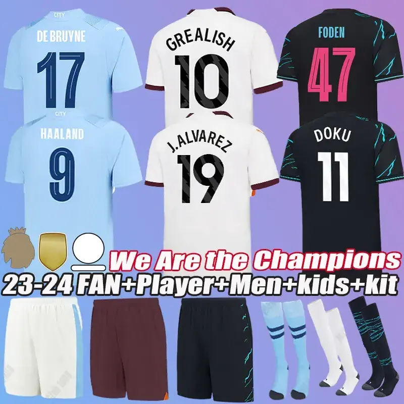 23 24 HAALAND SOCCER JERSEYS MANS CITIES FINAL ISTANBUL KIT MAHREZ GREALISH DE BRUYNE FODEN football shirt kids 2023 2024