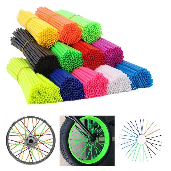 72pcs Universal ATV Scooter Motorcycle Skins Tube Dirt Bike Motocross Bicycle Decor Protector Accessories Wheel Rim Cover Spoke