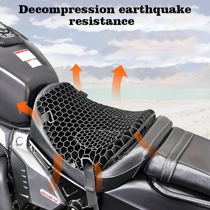 Motorcycle Honeycomb Gel Seat Cushion 3D Mesh Fabric Comfort Autobike Decompression Cover Shock Absorbing Relief Cushions