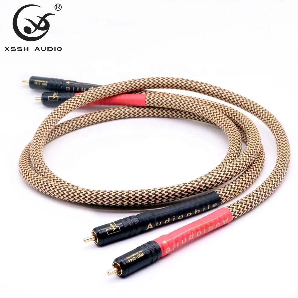 Signal Line YIVO XSSH Audio Hifi 7N PCOCC OFC Copper 2 Core Silver Plated AUX CD Amplifier Male to Male Audio Lines RCA Cable