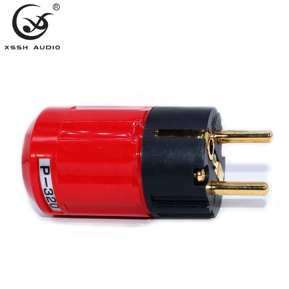 16A Schuko Connector YIVO XSSH HIFI OEM ODM DIY Brass Plating Gold or Rhodium 2 Pins Male EU Standard Electrical Power Plug Jack