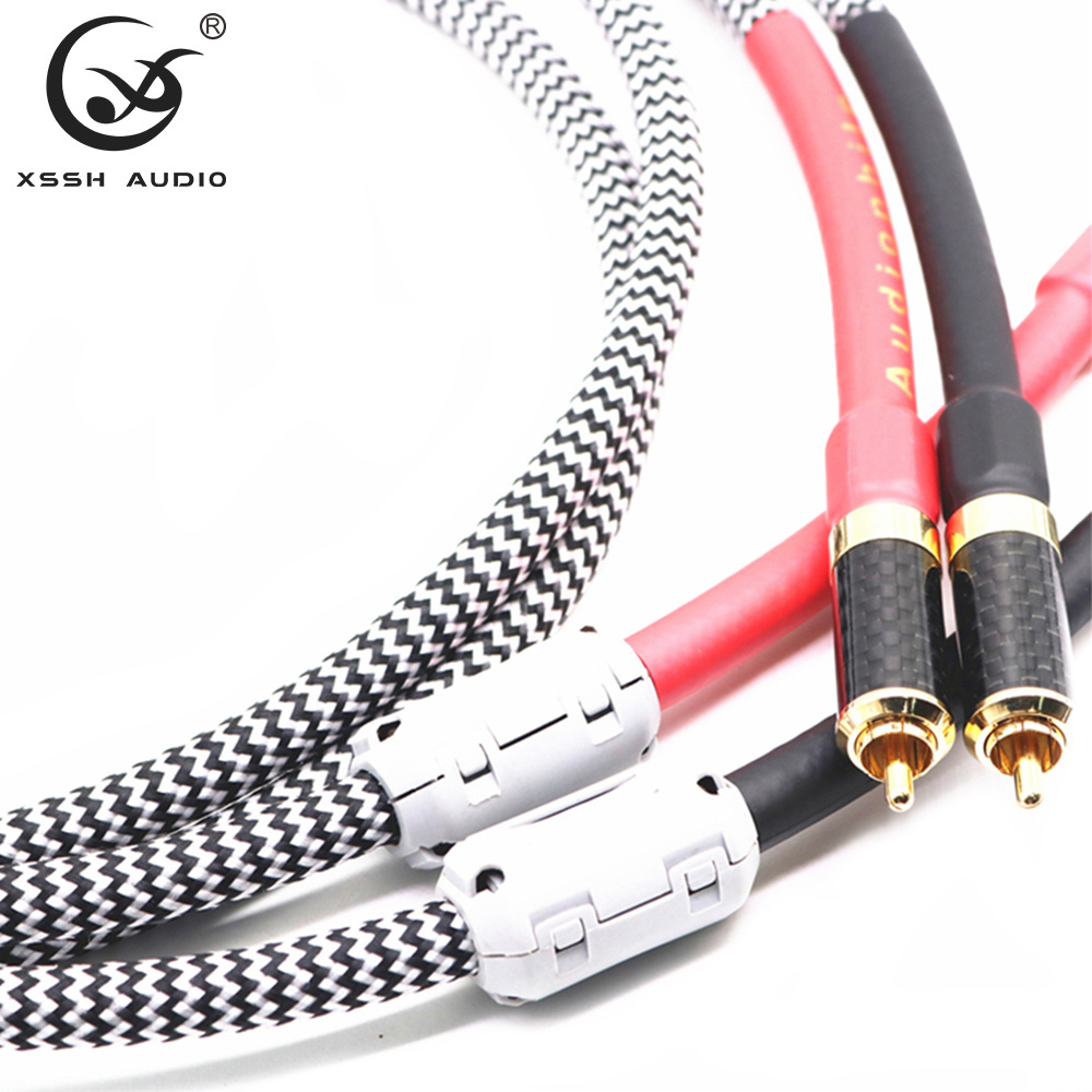 RCA to RCA Line YIVO HIFI Hi-Fi RVVP PE Insulation 4 Core OFC Plated Silver Speaker Microphone Interconnect Audio Shield Cable