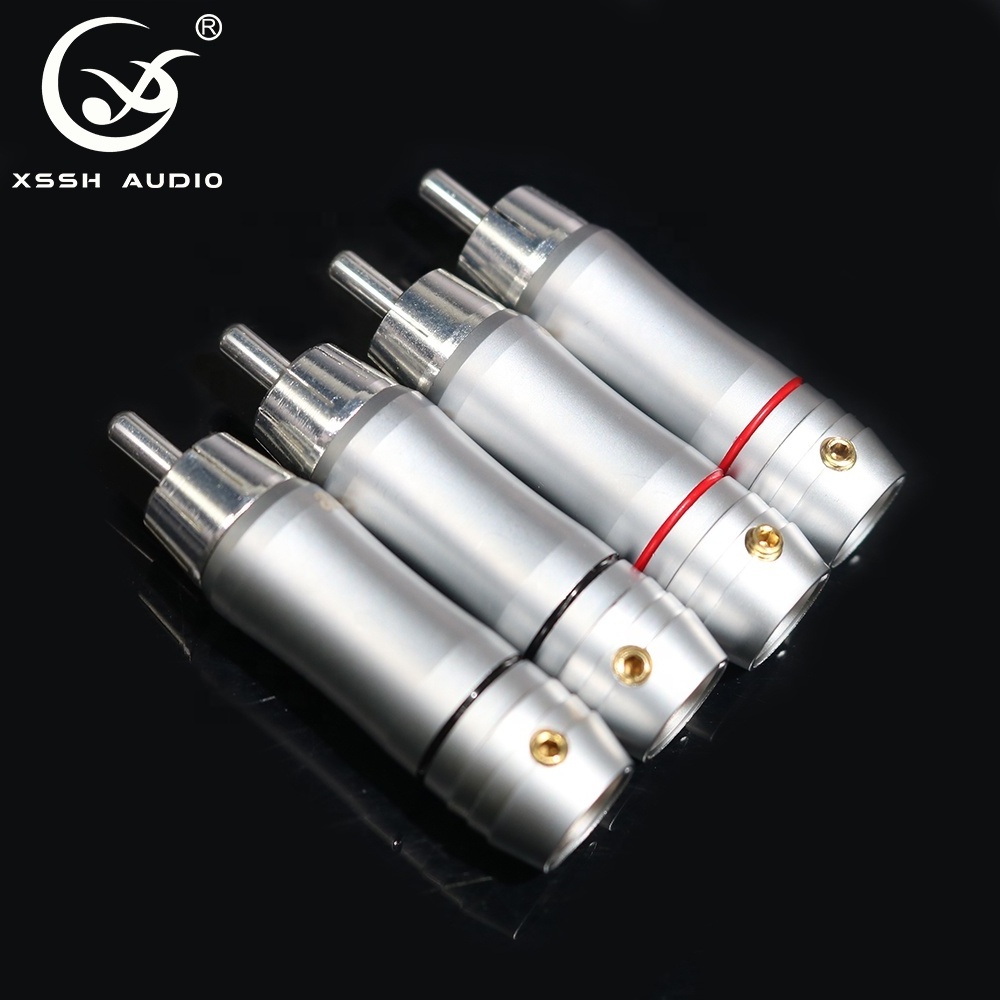 RCA Jack YIVO XSSH Audio Speaker OEM ODM HIFI System DIY Brass Plated Silver Audio Male RCA Plug Connector for 8MM Max DIY Cable