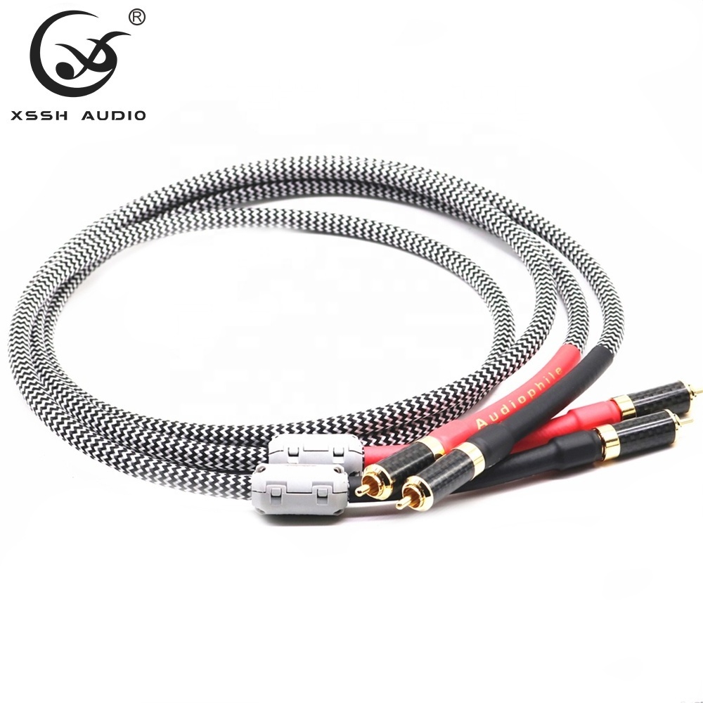 RCA to RCA Line YIVO HIFI Hi-Fi RVVP PE Insulation 4 Core OFC Plated Silver Speaker Microphone Interconnect Audio Shield Cable