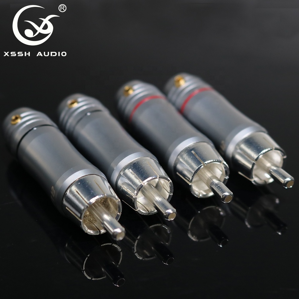 RCA Jack YIVO XSSH Audio Speaker OEM ODM HIFI System DIY Brass Plated Silver Audio Male RCA Plug Connector for 8MM Max DIY Cable