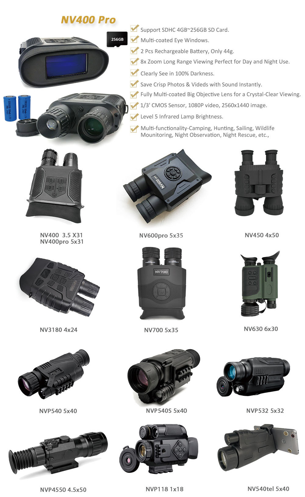 Night Vision Monocular Goggles, Travel Infrared Digital Monocular for 100% Darkness Day and Night Vision