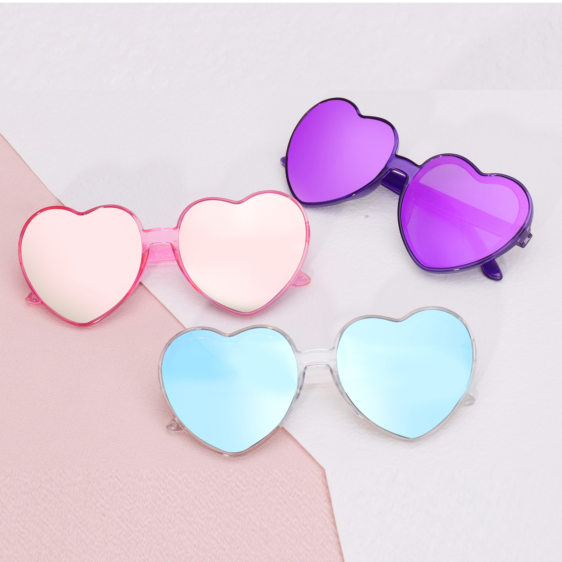 Heart Sunglasses for Women Candy Color Transparent Coating Lens Love Heart Glasses for Girls Cute Heart Shaped goggles