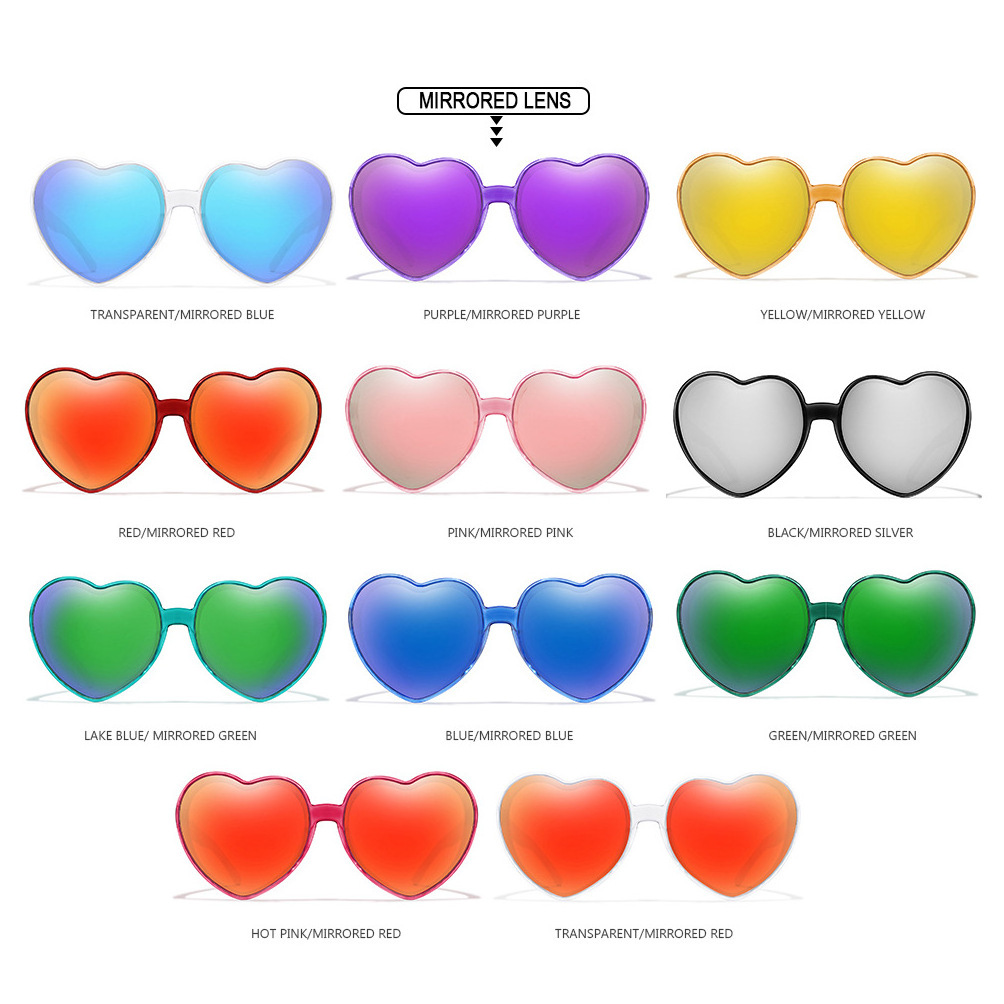 Heart Sunglasses for Women Candy Color Transparent Coating Lens Love Heart Glasses for Girls Cute Heart Shaped goggles