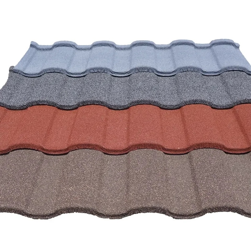 35 years life time easy install ASA coated plastic synthetic resin roof tile stone coated metal roof shingles