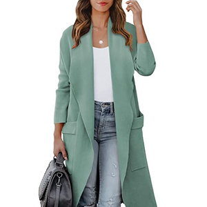 Women's casual long front cardigan knit pocket winter coat jacket long  sweater cardigan