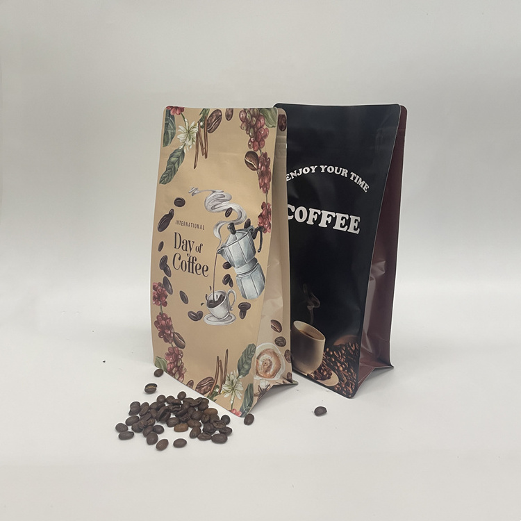 Bolsas cafe Custom Digital Printing Matte Coffee Packaging Flat Bottom Coffee Bag One Way Valve