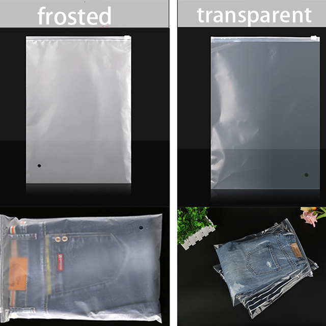 Clear Waterproof Clothing Zipper Bags Packaging Plastic Transparent T Shirt Slider Zip Lock Bag