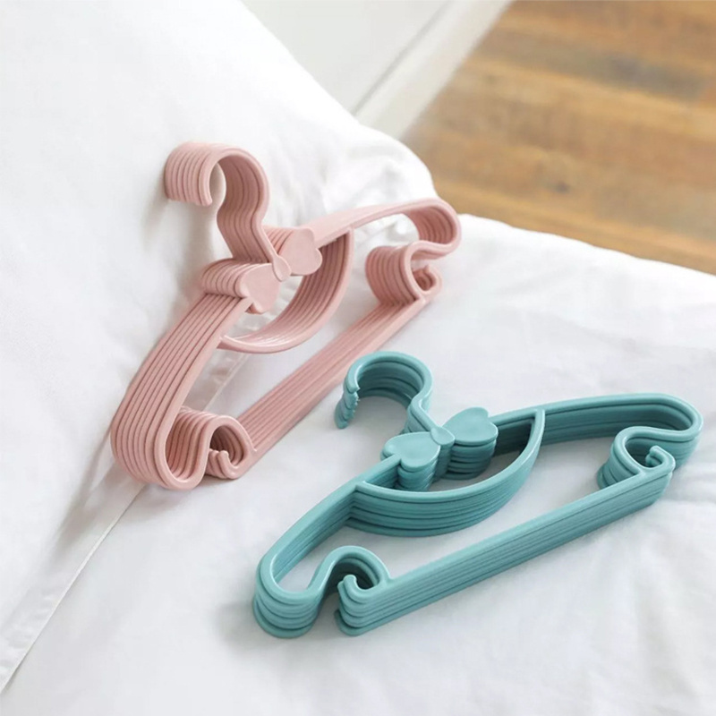 Cheap Space Saving baby Plastic Clothes Hanger multiple use colourful kids plastic hangers clothes rack