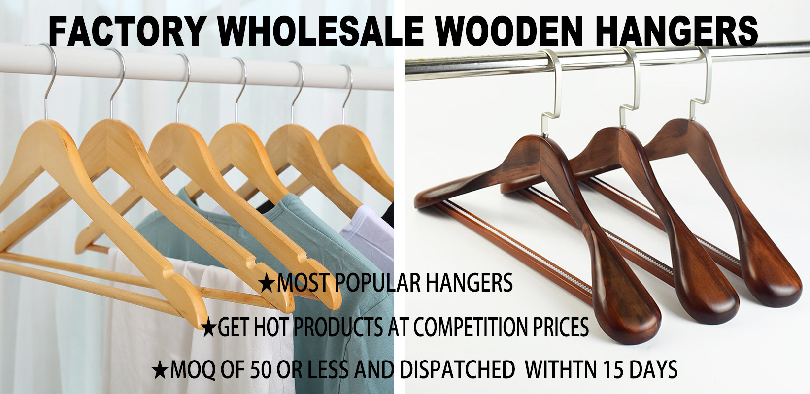 High-Grade Wide Shoulder Wooden Hangers , Non Slip Pants Bar, Smooth Wood Suit Hanger Coat Hanger for Closet,