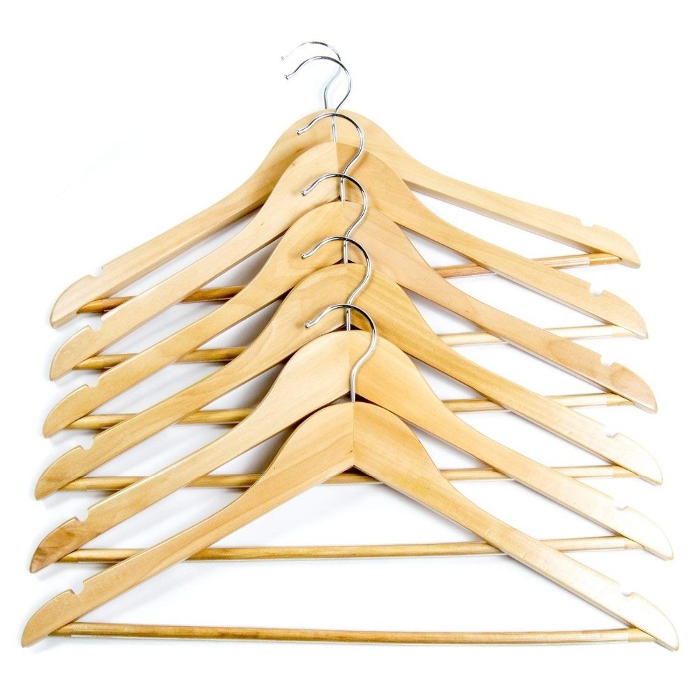 Cheap factory price clothes hanger for solid wooden hangers wholesale with metal hook