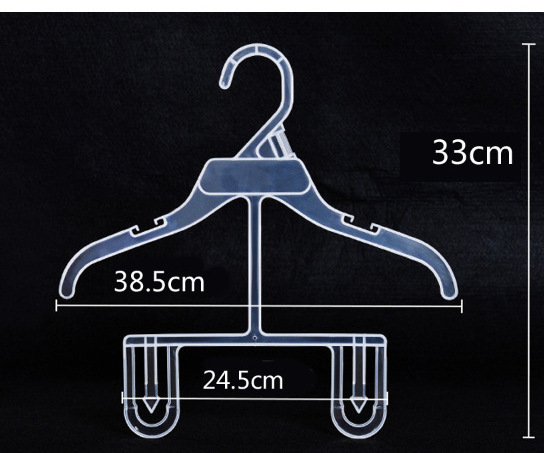 39cm Plastic kids children hanger plastic transparent conjoined baby rack small clothes bath hangers racks for display