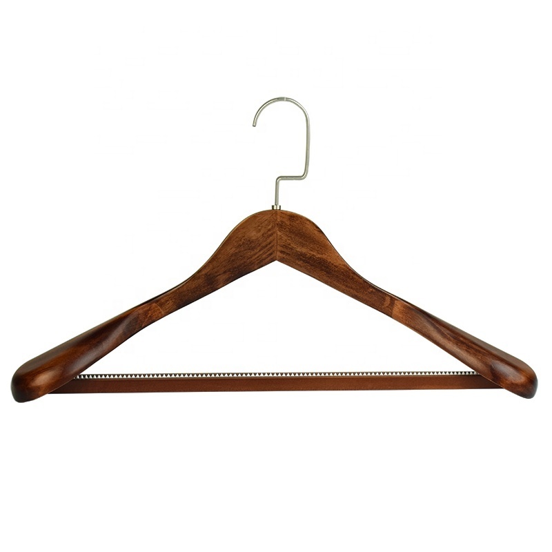 High-Grade Wide Shoulder Wooden Hangers , Non Slip Pants Bar, Smooth Wood Suit Hanger Coat Hanger for Closet,