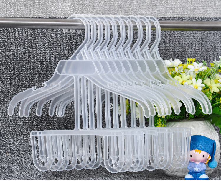 39cm Plastic kids children hanger plastic transparent conjoined baby rack small clothes bath hangers racks for display