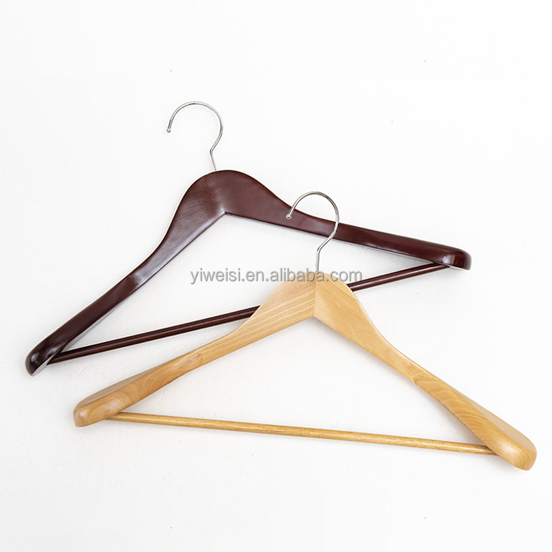 High-Grade Wide Shoulder Wooden Hangers , Non Slip Pants Bar, Smooth Wood Suit Hanger Coat Hanger for Closet,