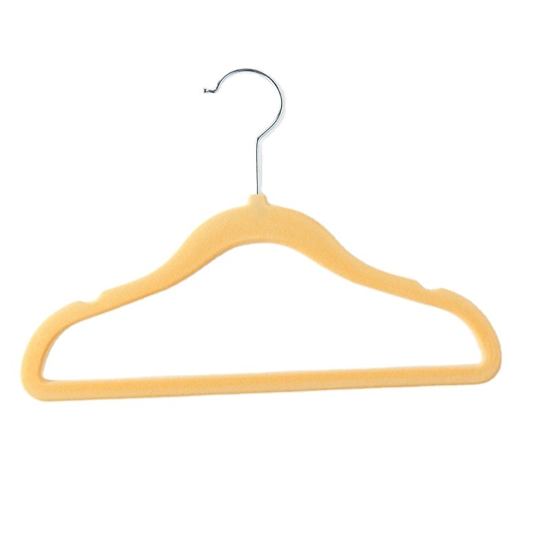 Short baby velvet clothes hanger kids non-slip anti-dropping colorfast rotating hook velvet rack cloth no-clip hangers racks