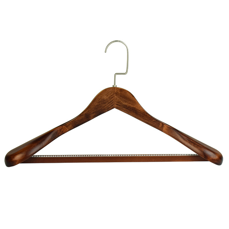 High-Grade Wide Shoulder Wooden Hangers , Non Slip Pants Bar, Smooth Wood Suit Hanger Coat Hanger for Closet,