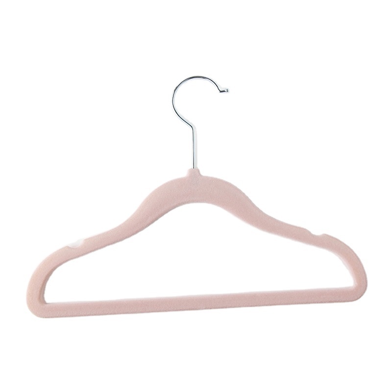 Short baby velvet clothes hanger kids non-slip anti-dropping colorfast rotating hook velvet rack cloth no-clip hangers racks