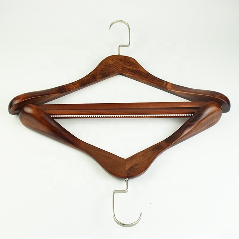 High-Grade Wide Shoulder Wooden Hangers , Non Slip Pants Bar, Smooth Wood Suit Hanger Coat Hanger for Closet,