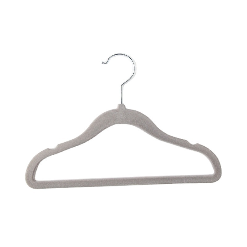 Short baby velvet clothes hanger kids non-slip anti-dropping colorfast rotating hook velvet rack cloth no-clip hangers racks