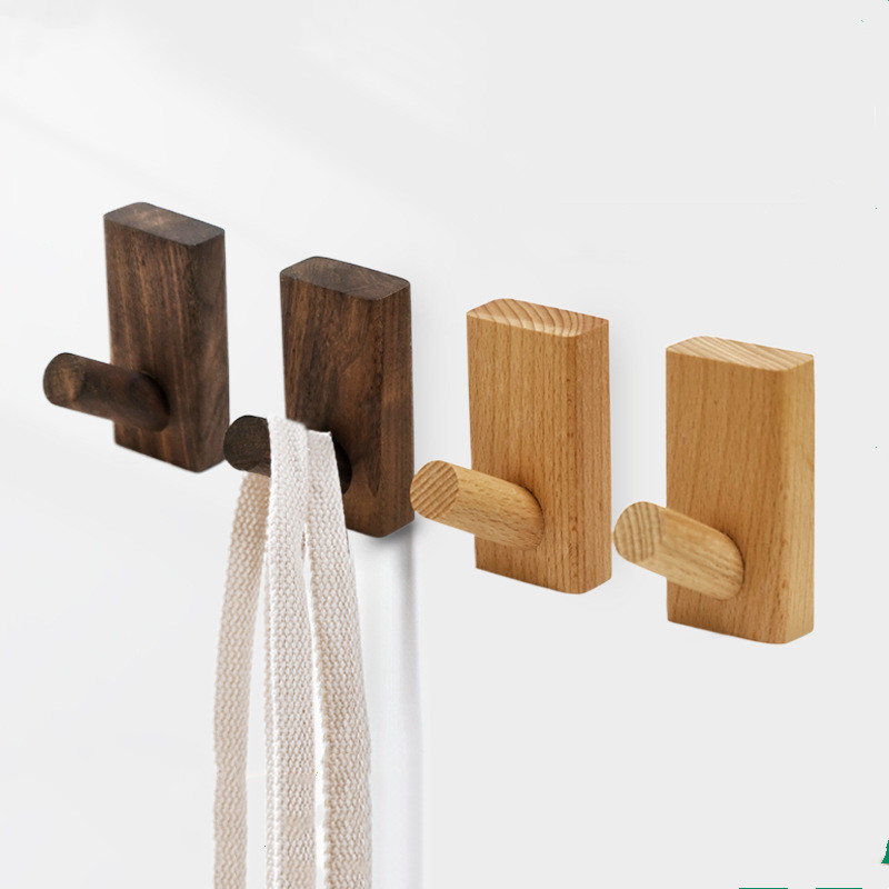 Wooden Wall Mounted Rack, Modern Wall Floating Coat Hook Rack Space-Saving Coat Hanger for Coats, Hats, Scarves