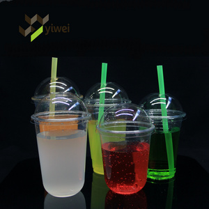 Hot selling 12 16 20 OZ plastic cup transparent juice  yogurt  boba bubble tea u shape disposable cup with lids