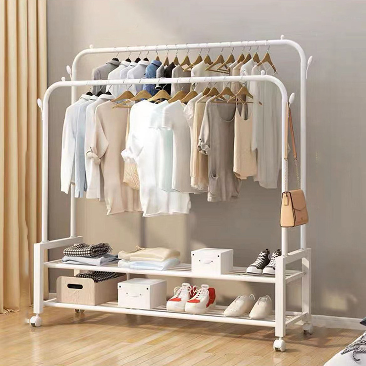 Household Clothes Drying Rack Balcony Storage Cool Clothes Single Rod Hanger