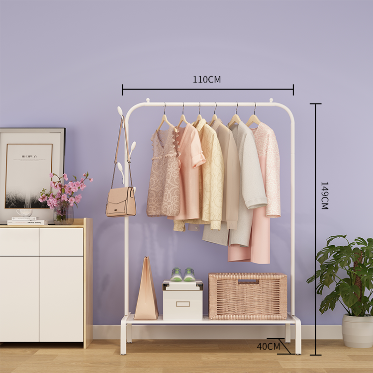 Coat Rack Floor Standing Clothes Hanging Storage Shelf Shoes Racks Metal Bedroom Furniture Clothing Rack