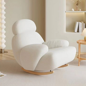 Furniture Modern Home Furniture Human Shape Fabric Leisure Chair White Fur Fabric Swing Lounge Chair With Ottomans