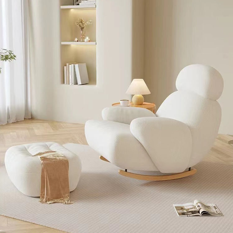 Furniture Modern Home Furniture Human Shape Fabric Leisure Chair White Fur Fabric Swing Lounge Chair With Ottomans