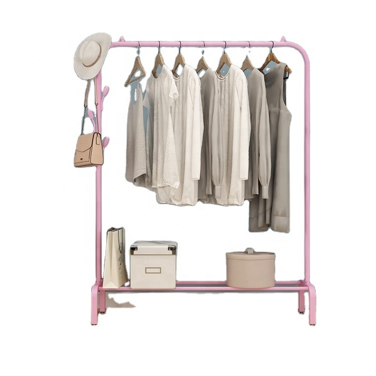 Multifunctional Single Pole Black pink white Color Laundry Clothes Drying Rack Hanger With Shoe Rack