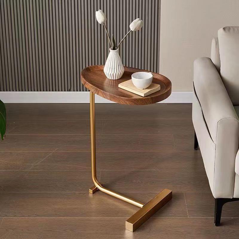 High quality side table wood movable coffee table with metal frame easy to assemble sofa side coffee table