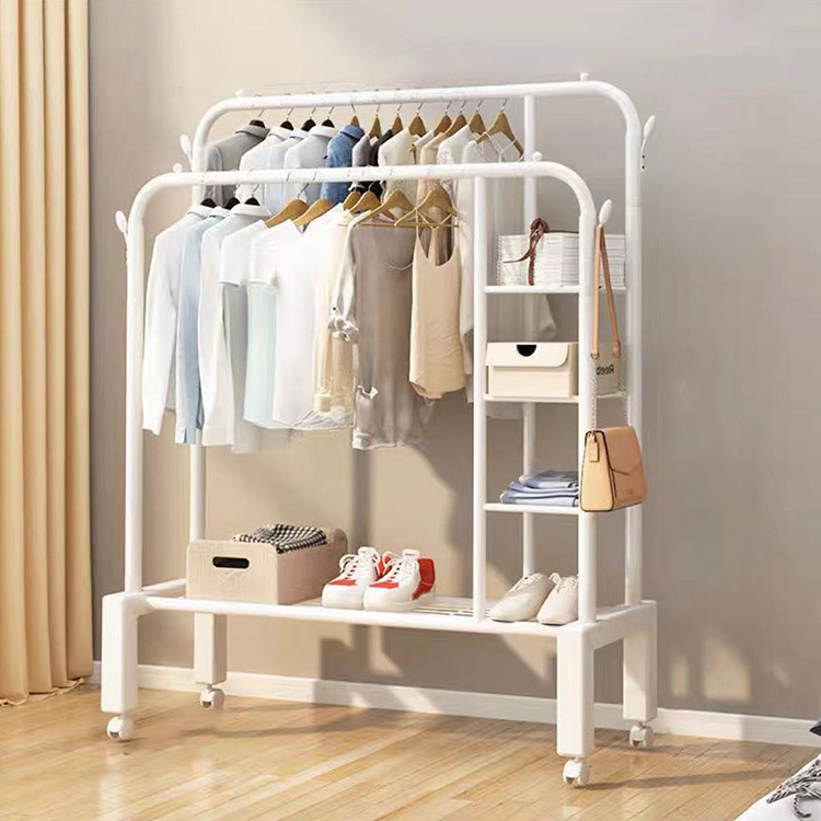 Household Clothes Drying Rack Balcony Storage Cool Clothes Single Rod Hanger