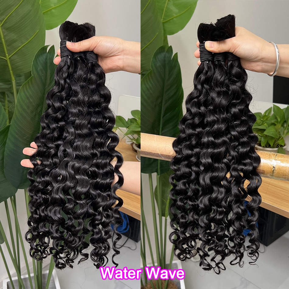 Deep Wave Human Braiding Hair Bulk Extensions No Weft 100% Unprocessed Indian Curly Remy Bulk Human Hair for Braiding