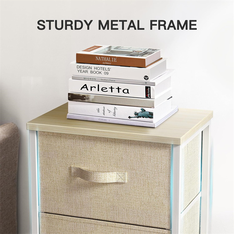 Closet Dresser Hallway College Dorm Tall Nightstands with Storage Drawers 3-Tier Fabric Dresser Storage Organizer