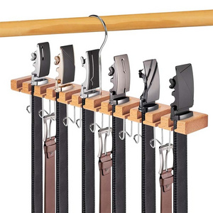 Belt Hanger for Closet 2-in-1 Wall Mount Rack 23 Slots Storage Max 42 Belts w Ratchet Belt Organizer for Closet Accessories