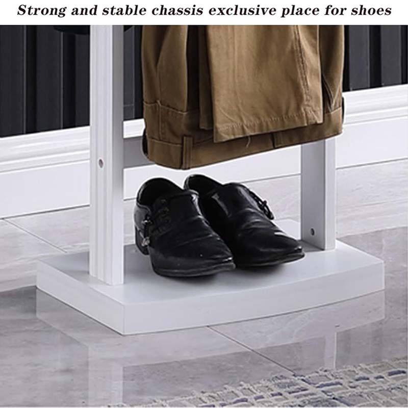 Drawer Wardrobe Valet Stand white Wood Suit Valet Rack Freestanding Contour Hanger Trouser Shoe Rack Tie