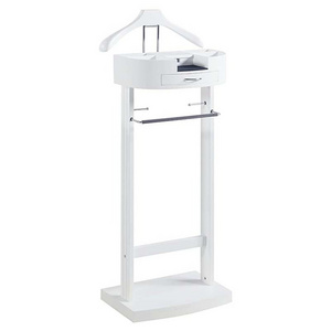 Drawer Wardrobe Valet Stand white Wood Suit Valet Rack Freestanding Contour Hanger Trouser Shoe Rack Tie