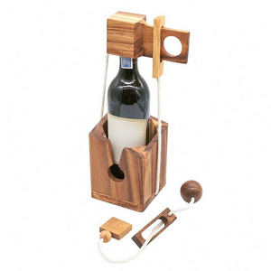 Wine Bottle Puzzle Challenging 3D Wooden Bottle Holder and Wine Lock Puzzle Games Rustic Room Decor wine bottle puzzle